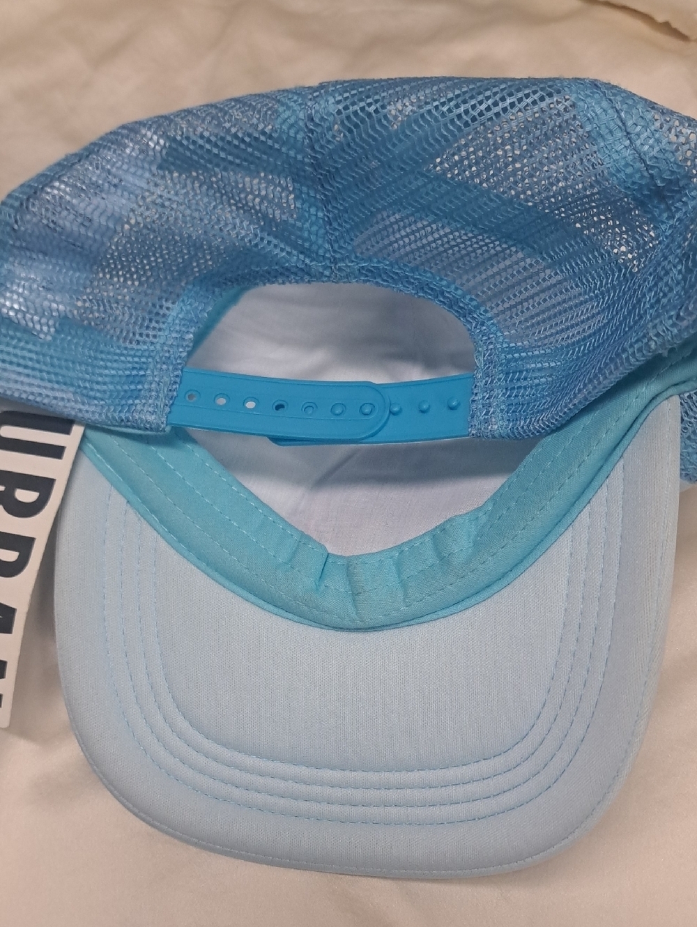 URBAN White and Blue Trucker Hat with Mushroom Patch - Picture 2 of 5